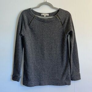 Loft Sweatshirt Zippers at Neck Size XS Gray French Terry Material Long Sleeves